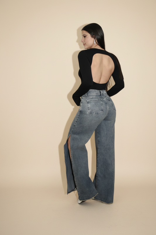 JEAN WIDE LEG TIRO ALTO