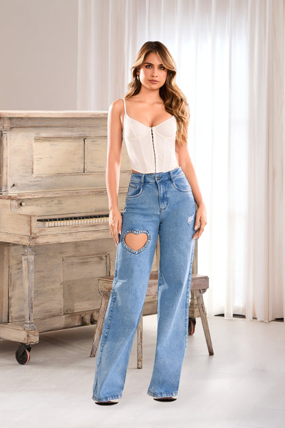 JEAN WIDE LEG CORAZON